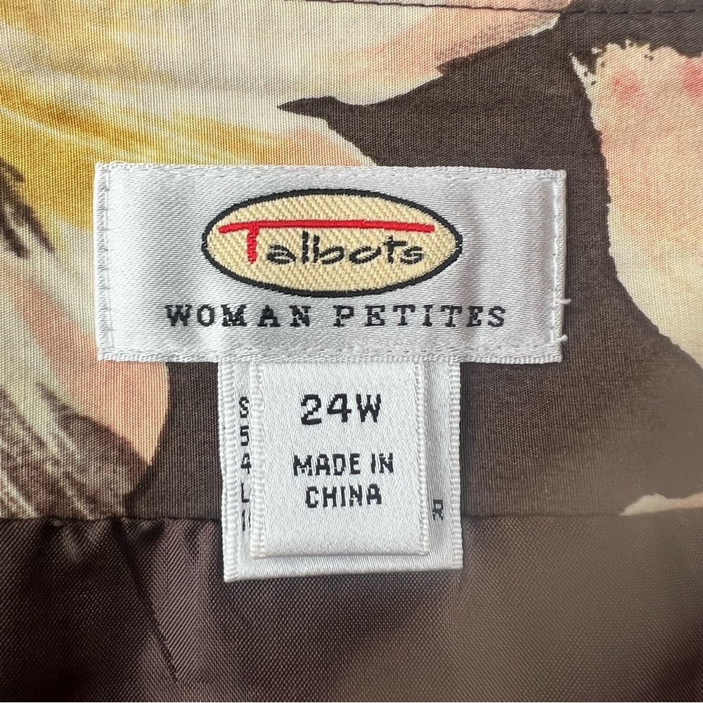 Talbots silk blend floral skirt brown pink and yellow Sz 24W - Picture 5 of 11